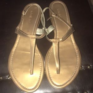 Bronze t strap sandals